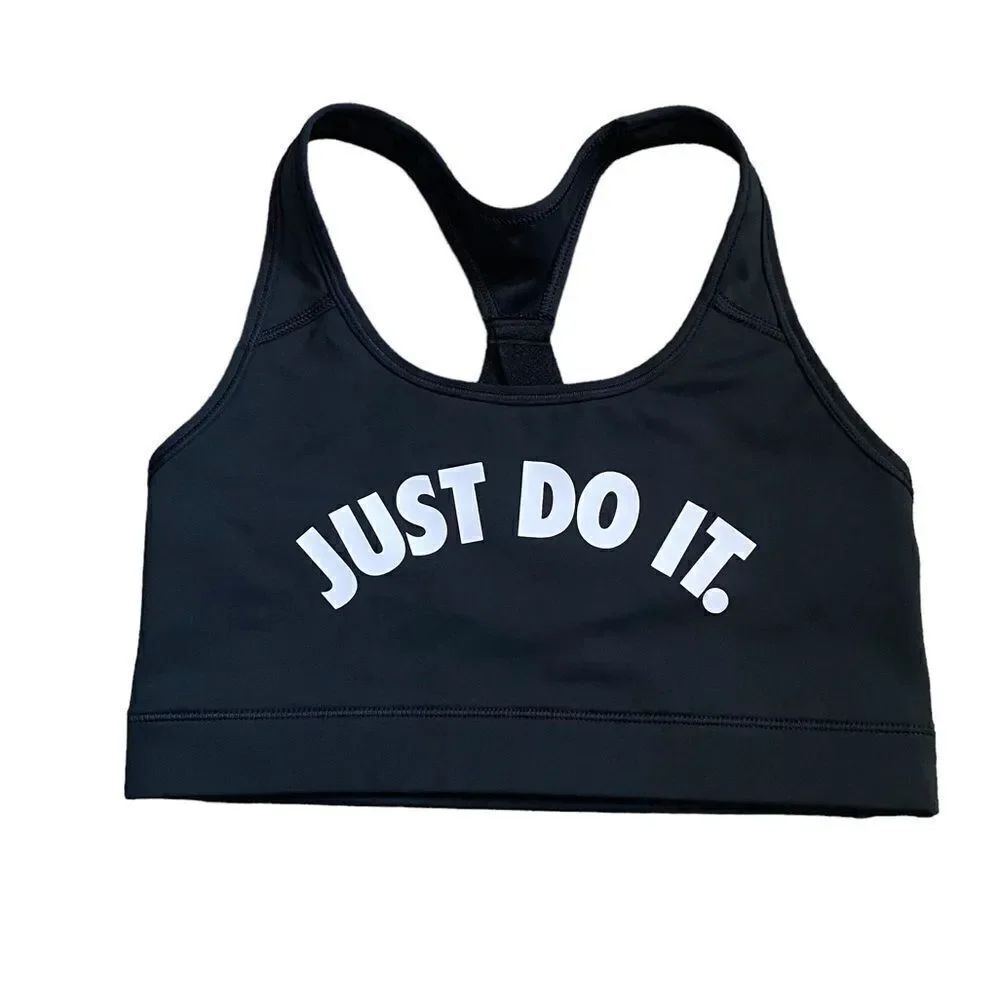 Nike Black Big Bold Print Athletic Activewear Sport Bra